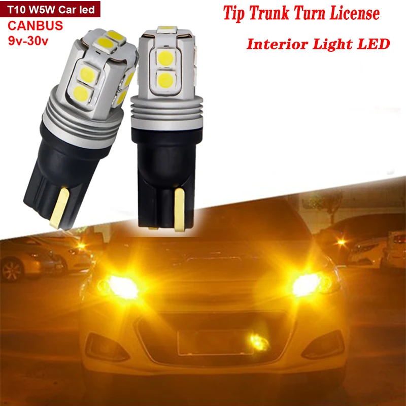 

2pcs For Ford ranger Mondeo Kuga Fiat Abarth Nissan Ashqai Jeep Wrangler JK Car Tip Trunk Turn License T10 Interior Light LED