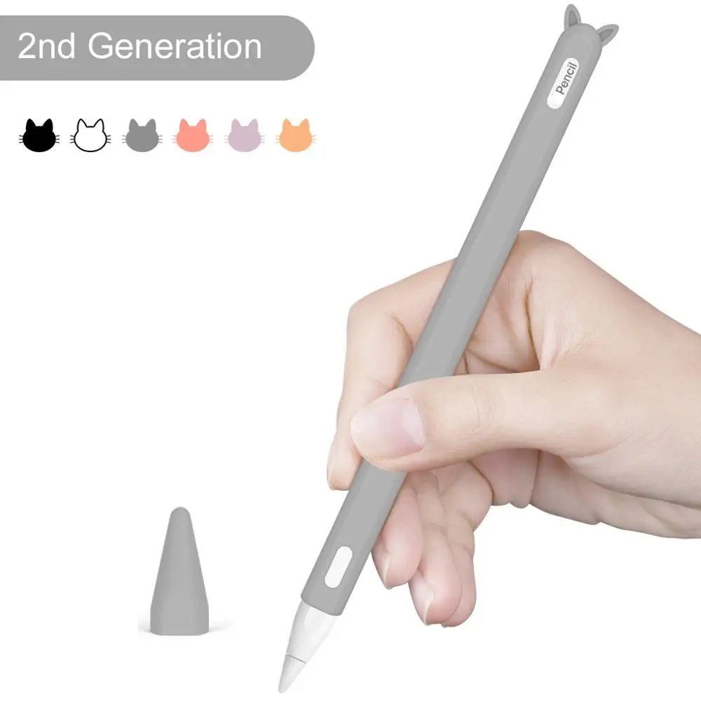 Cute Cat Ear Anti-scroll Silicone Protective Pouch Cap Holder Nib Cover case Skin For Apple Pencil 2 for iPad pro Pen | Компьютеры и