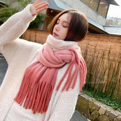 Bufanda invierno para mujer chales gruesos calientes envuelve para mujer bufandas sólidas manta calidad Pashmina D137 - Цвет: 6