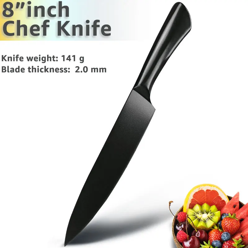 8 in Chef Knife Кухонный нож, поварские ножи, 5, 7, 8 дюймов, нержавеющая сталь, 440c, нож для мяса, Santoku, универсальный, для приготовления пищи, антипригарное покрытие, набор инструментов - Цвет: 8 in Chef Knife
