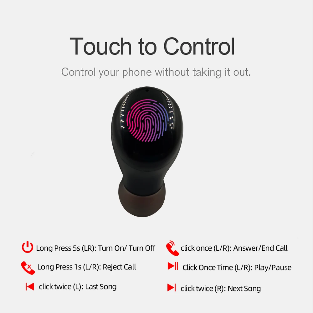 Новинка TWS Мини Bluetooth Беспроводные наушники сенсорное управление наушники Bluetooth 5,0 стерео Спорт Музыка гарнитура pk B5