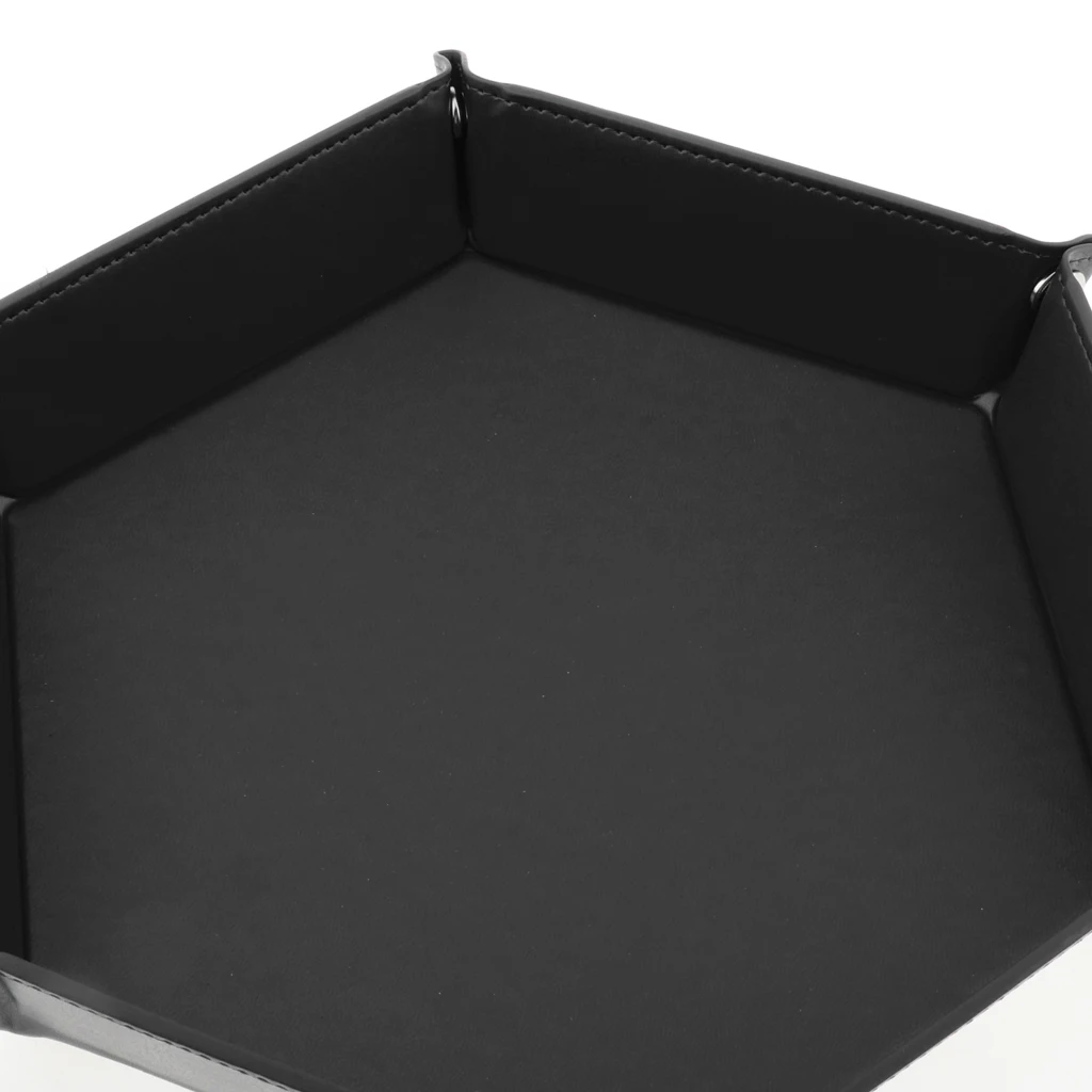Dice Holder PU Leather Folding Hexagon Tray for RPG, DND and Other Table Games