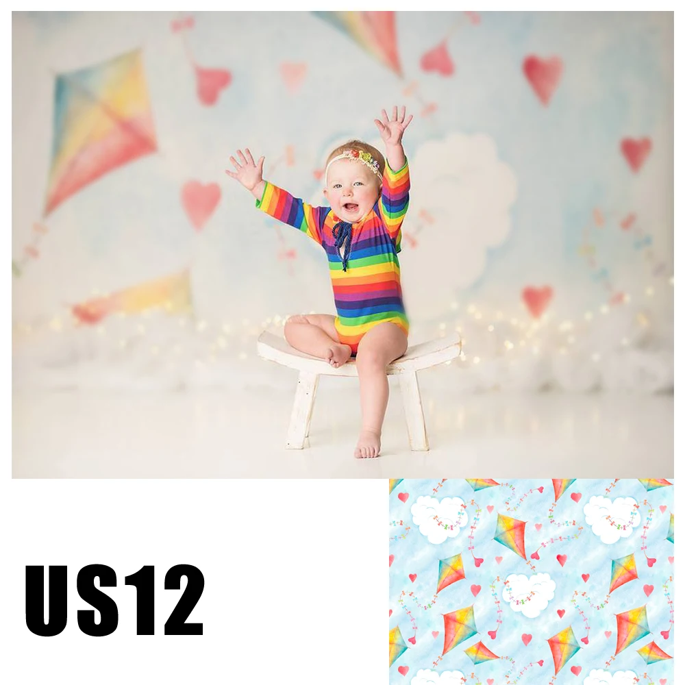 

Flying Colorful Kites Pattern Background Newborn Photoshot Party Event Photography Backdrop Studio Booth Baby Portrait Wallpaper