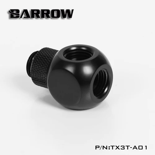 Flash Sale Barrow-TX3T-A01 G1 / 4 "X3, accesorio de ordenador de refrigeración por agua, adaptador cúbico de 3 vías de rotación, color negro y plateado eKlkkgw1