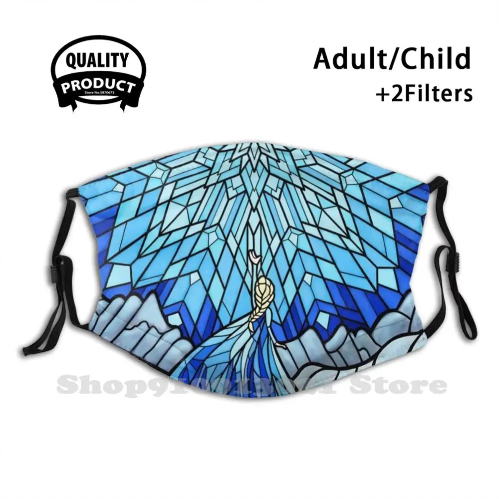 Fractals In The Stained Glass Window Outdoor Soft Warm Sport Scarf Elsa Snow Winter Magic Blue Ice Mountain Snowflake Stained wool scarf mens Scarves