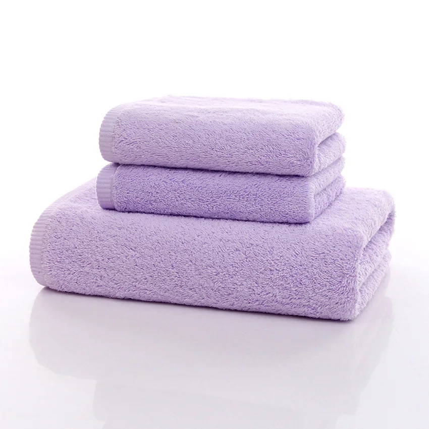 Набор полотенец однотонное Мягкое хлопковое банное толстое полотенце для душа