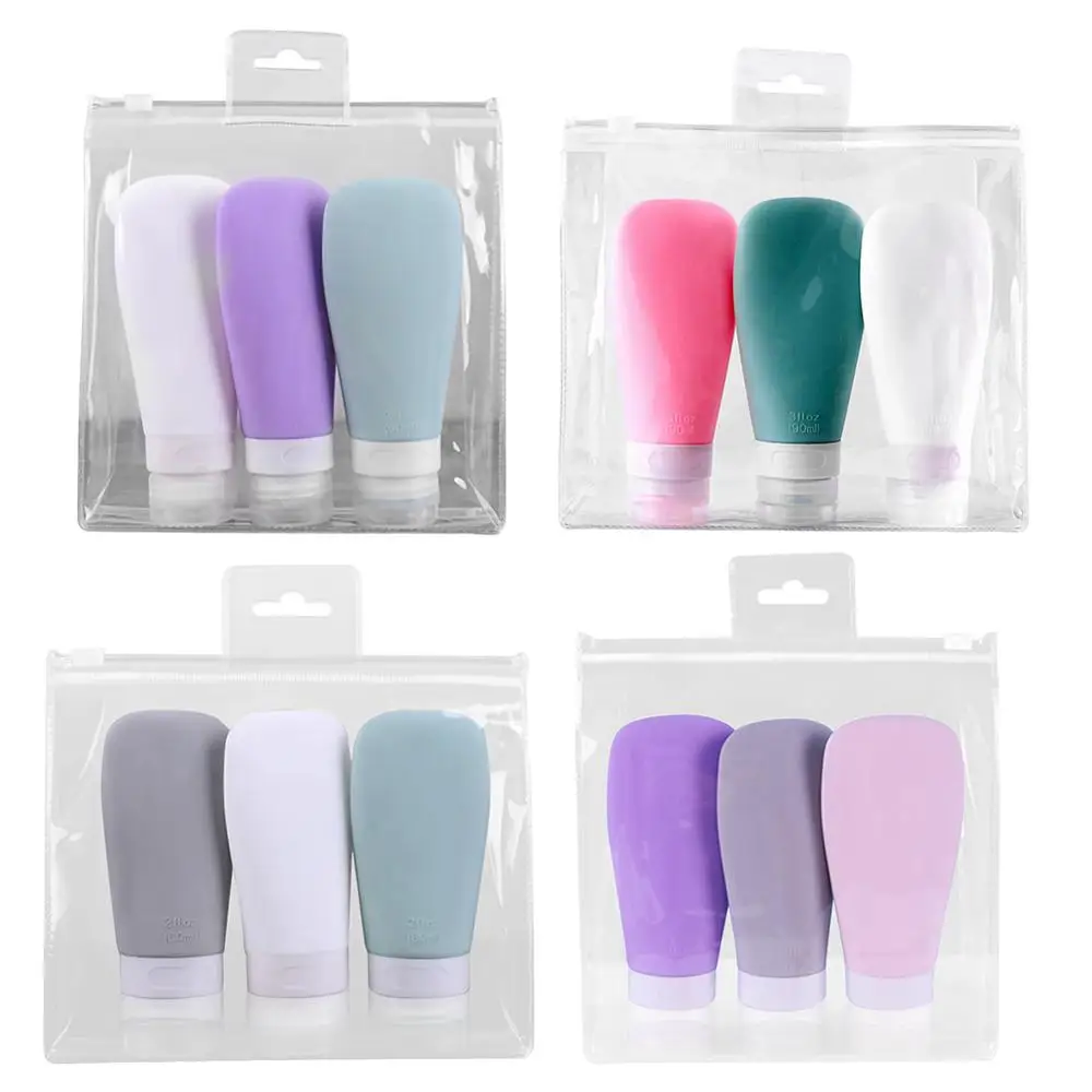 

3pc Fan shaped Silicone Sub-bottle Travel Storage Sub-bottling Lotion Sub-packing Cosmetic Small Sample Bottle Squeeze Empty Bot