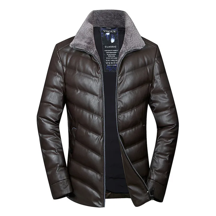 Aismz Winter New Men's Warm Wool Collar Fashion Business Casual Slim 85% White Duck Down Jacket Coat Male Brand Clothing - Цвет: AZ-7159 Coffee