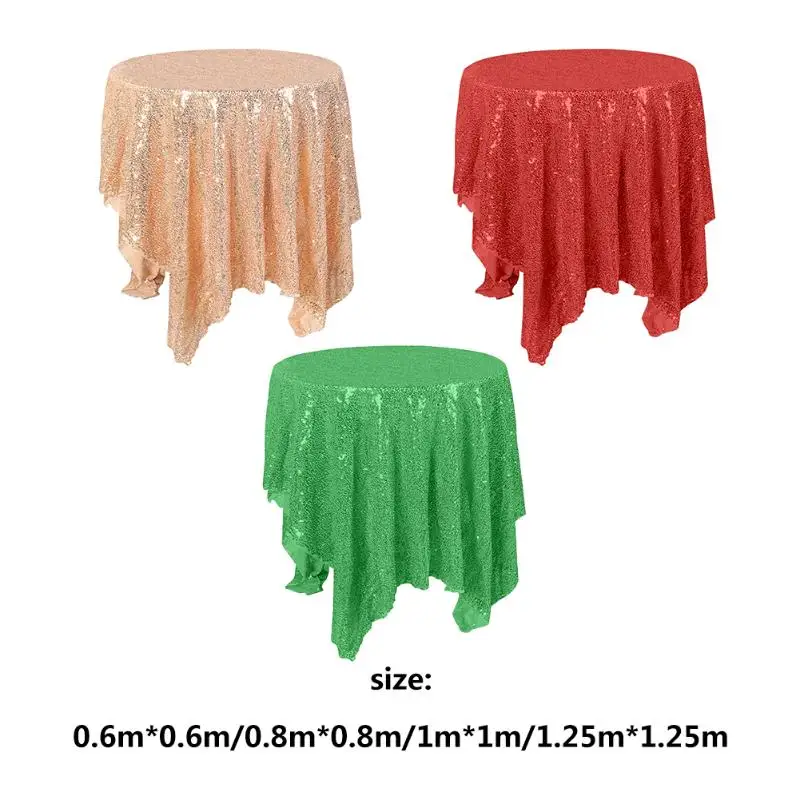 Square Sequin Tablecloth Round Table Cover Runner Durable Birthday Party Home Backdrop Dessert Table Decoration Supplies