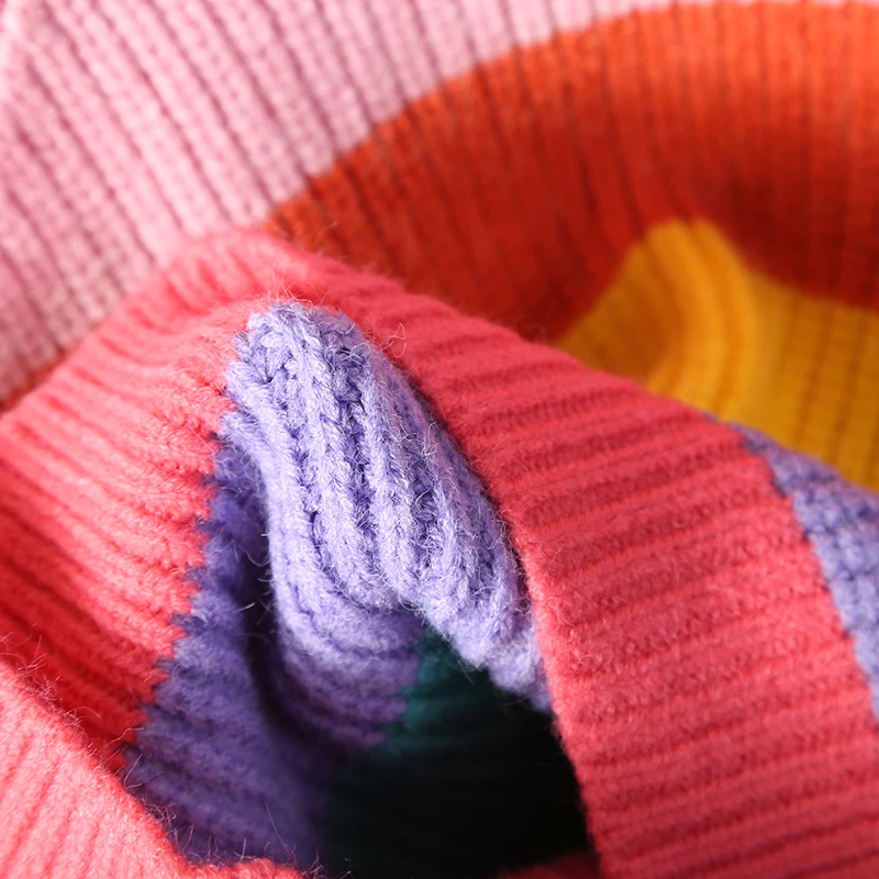Одежда для маленьких девочек от 2 до 9 лет свитера с радугой пуловеры с круглым вырезом Повседневный вязаный свитер одежда для детей
