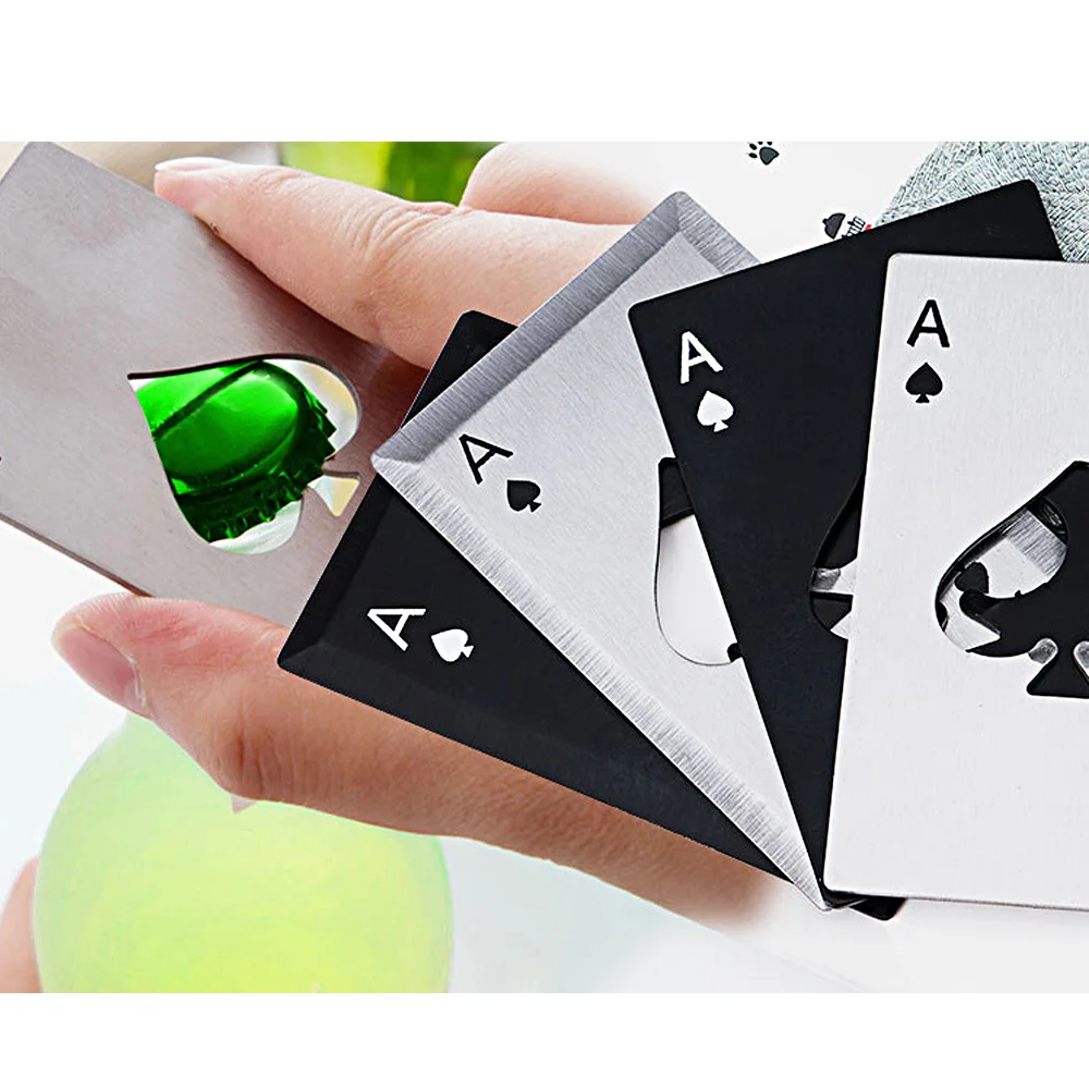 

Stainless Steel Credit Card Size Bottle Opener Poker Playing Card of Spades Soda Beer Bottle Cap Opener Bar Tool Kitchen Gadgets