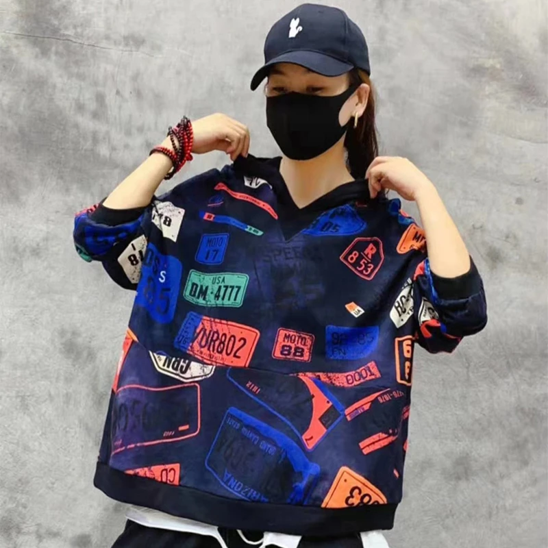 Cena Max LuLu jesień koreański mody marki dziewczyny Punk ubrania kobiet drukowane bluzy z kapturem luźne Streetwear Casual drukowane bluzy