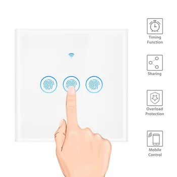 

Wifi Smart Switch Light Switch interruptor Wall Touch Panel Voice Control Wireless work with Alexa Echo Google Home 1/2/3-Gang