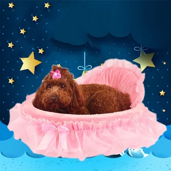 

Round Plush Bed House Pet Dog Puppy Princess Bows Lace Heart Elegant Lovely Bed Doghouse Pet Warm Bed Mat Pet Bed Z923
