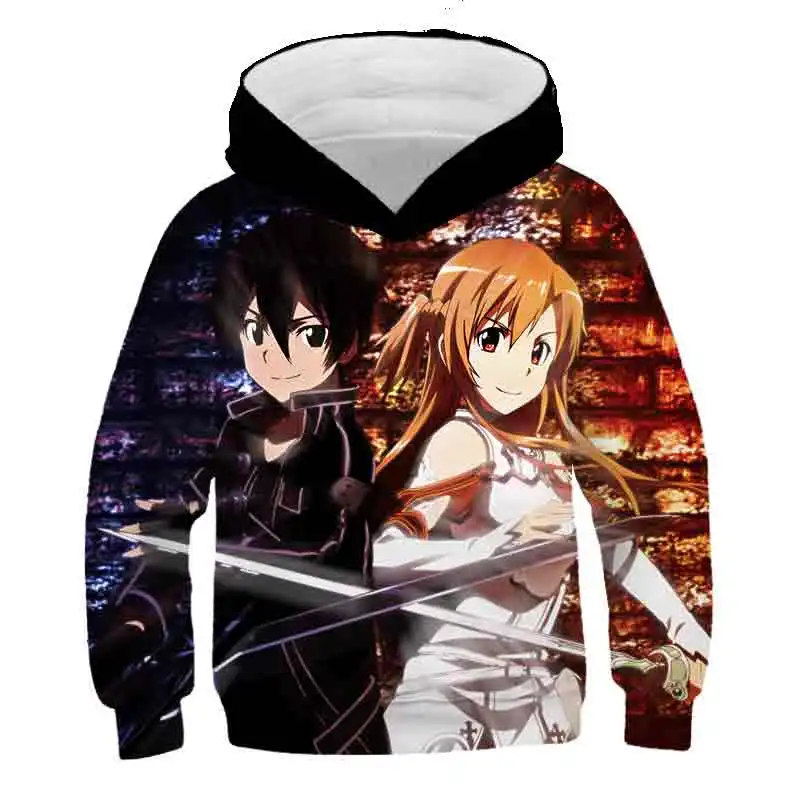 Толстовка с капюшоном Sword Art Online уличная одежда в стиле аниме Харадзюку Детская