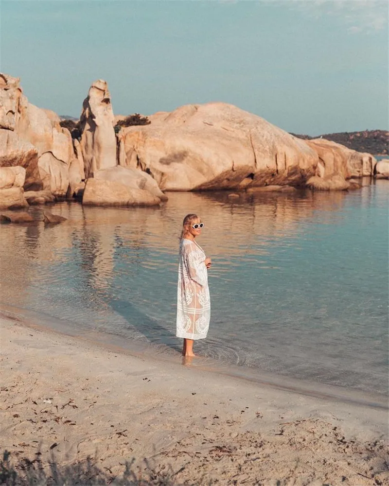 Vestidos Playeros Mujer, белое пляжное платье, длинное, бохо, шикарная одежда, платья Strandjurk, женское кружевное платье, элегантное, повседневное, для девушек