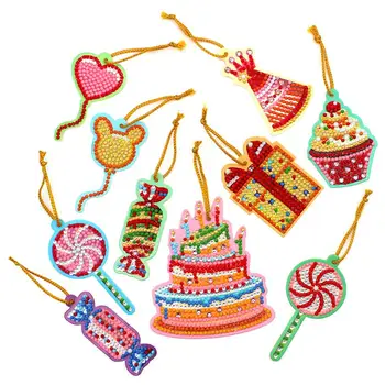 

10Pcs Greeting Card Pendant DIY Special Shape Diamond Painting Single Side Painting Ornament Gift for Kids Birthday