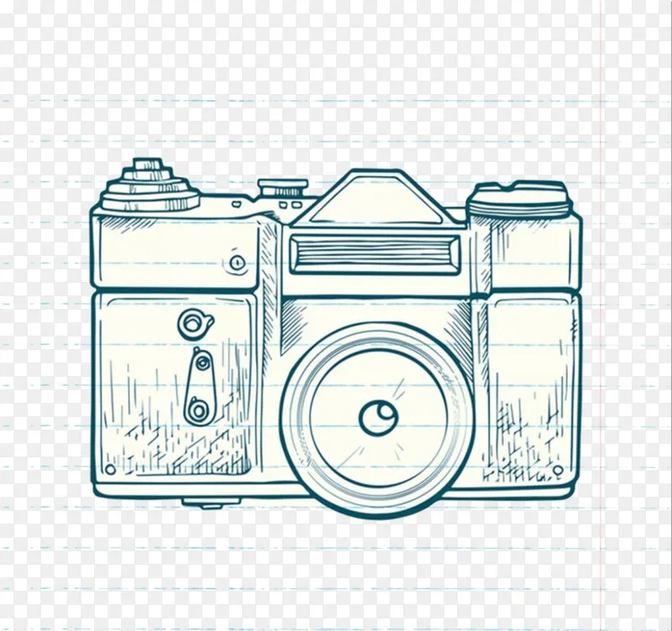 数码相机单镜头反射式照相机手绘蓝色单反相机png图片素材免费下载 图片编号 Png素材网