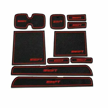 

For Suzuki swifts 11-2014 Non-slip Interior Door Cup Holder Rubber Mats Red Line