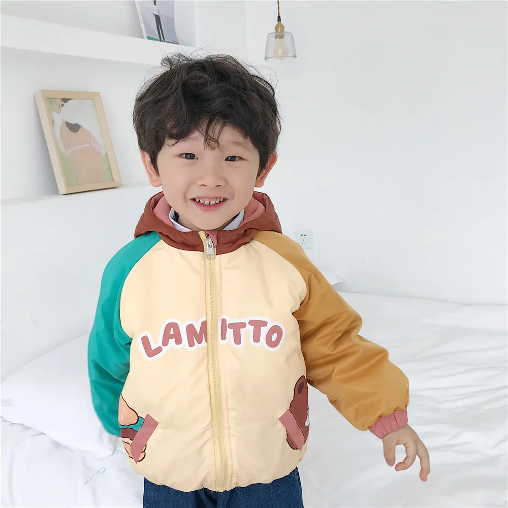 Tonytaobaby/Новинка; зимнее детское Двустороннее хлопковое пальто с капюшоном ярких цветов для мальчиков и девочек; детская зимняя куртка