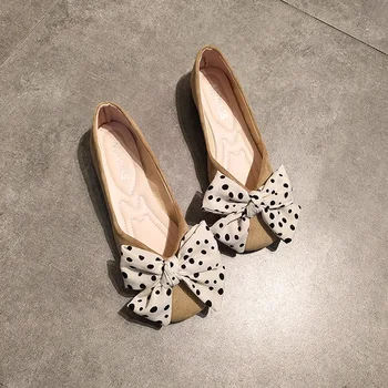 

Polka Dot Bow Flat Shoes Women Ballet Flats Spring Shoes Woman 2020 Fashion Ladies Slip On Loafers Ballerinas Soft Walking Shoes