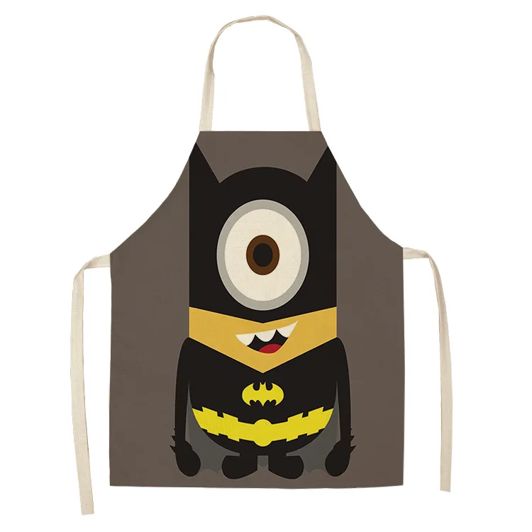 type2 Parent-child Kitchen ApronCartoon Superhero Superman Spiderman Printed Sleeveless Linen Aprons for Men Women Home Cleaning Tool - Цвет: type2