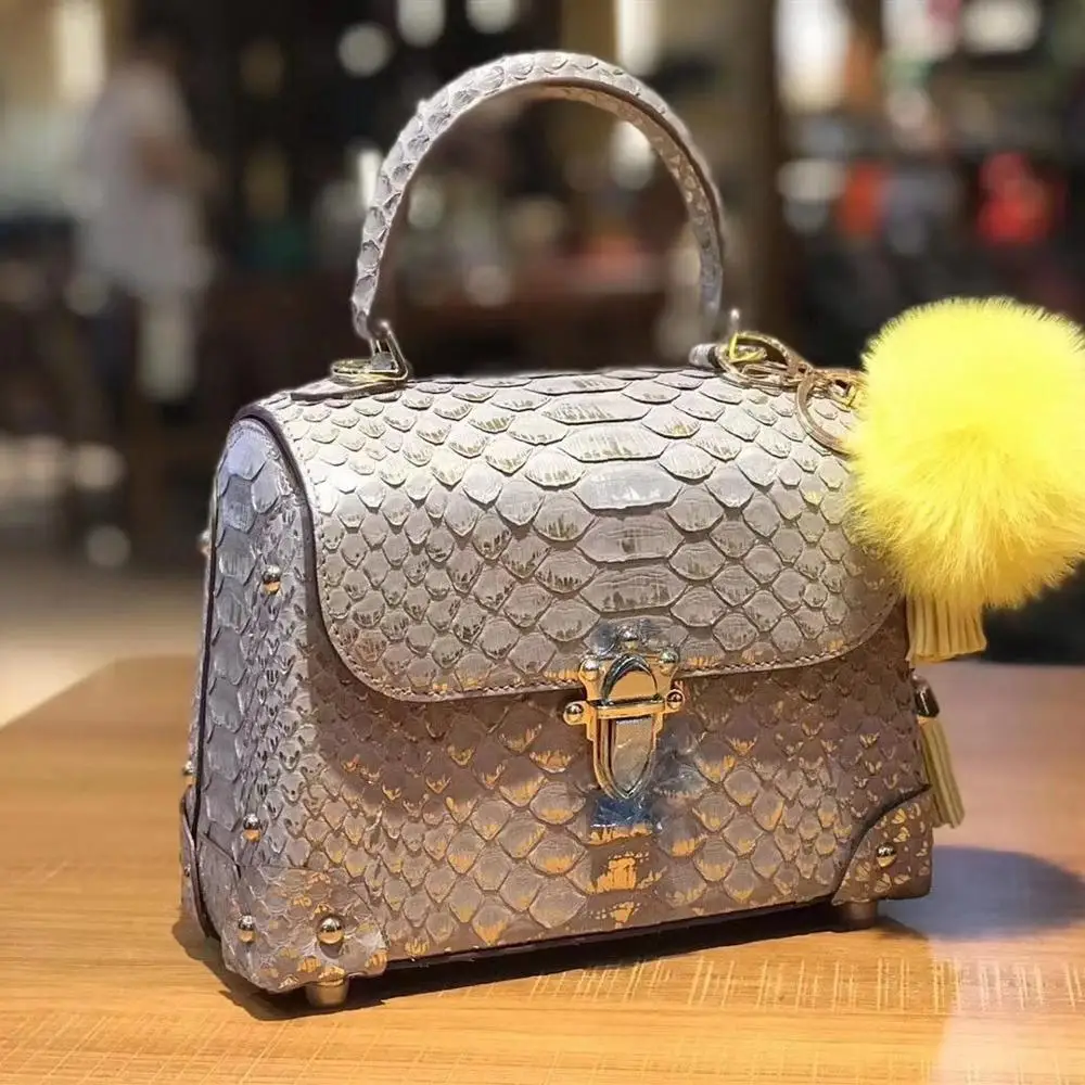 Высококачественная Роскошная брендовая сумка из кожи питона для женщин 2019