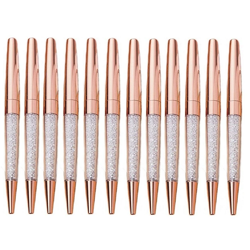 

Rose Gold Pen Diamond Crystal Ballpoint Pens Shining Gold Pen Ballpoint Pen, Student Supplies, Office Pen(Pack of 12)(Rose Gold)