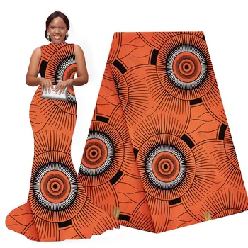 

High Quality 6 yards Burnt Orange Ankara African Wax Prints Fabric Real Wax African Fabric for Women Wedding Party Dress
