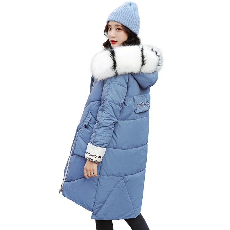 

2018 Winter Comfortable Fashion Long Sleeve New Style Cotton-padded Clothes Thick Warm Hooded Simple Trend Mid-length Solid Colo