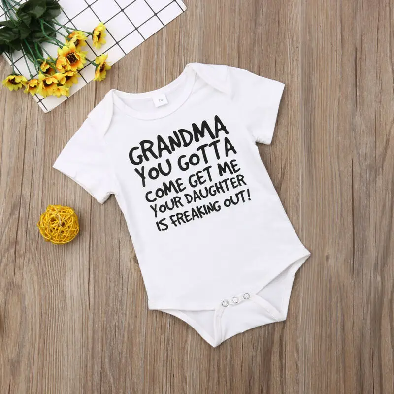 Summer Newborn Baby Boys Short Sleeve Jumpsuit Letters Bodysuit Casual Clothes 0-24M Clothing