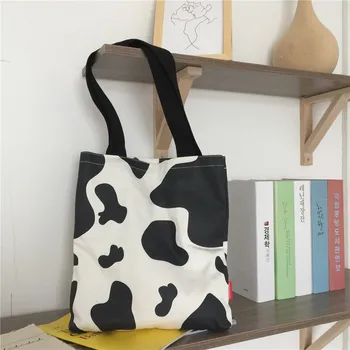

Shoulder Bag Cow Cute Student Girl Small Fresh Simple Large Capacity Shoulder Bag Casual Fashion Canvas Bag Cloth Bag
