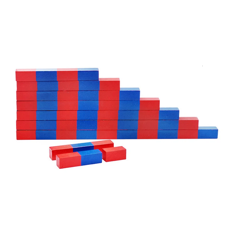 Монтессори Деревянные игрушки красный синий номер бар семья школа учебные средства сложение вычитание Детские Обучающие Математические Игрушки