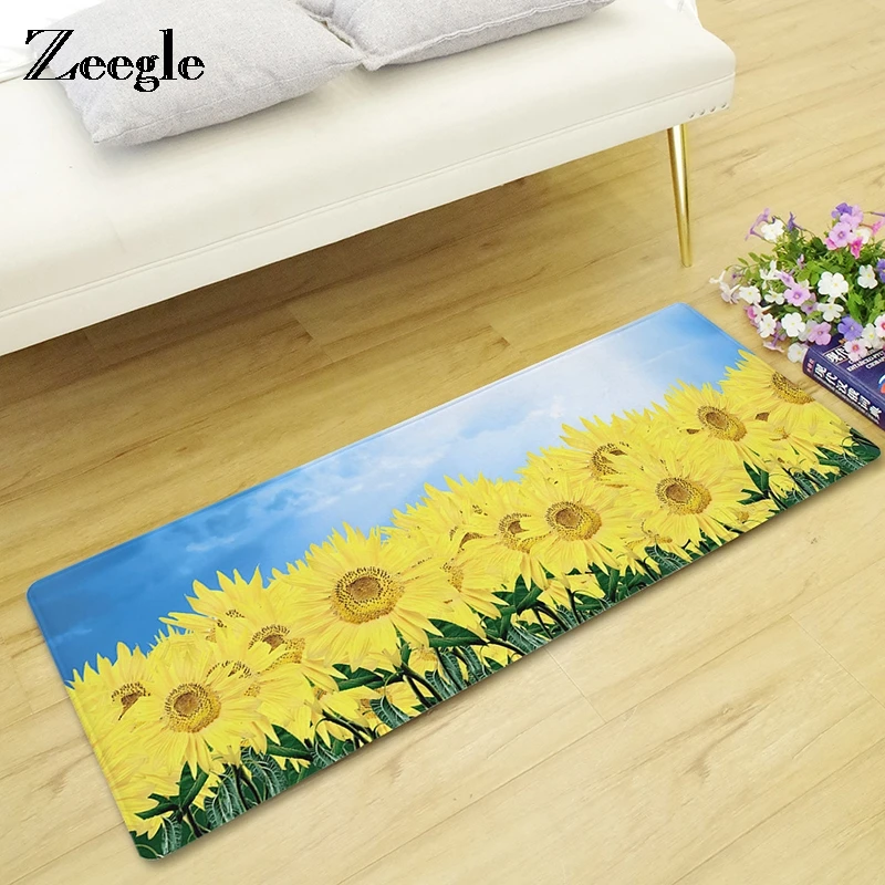 Zeegle Door Mat Kitchen Carpet Non-slip Bathroom Bath Mat Flower Pattern Kid Room Beside Mat Home Decor