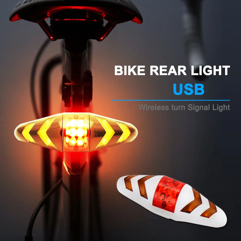 Clearance NEW Bicycle USB LED Indicator Rear Tail Light Bike Turn Signal Light with Wireless Remote 0