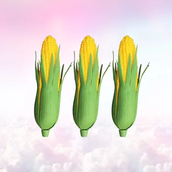 

3pcs Simulation Corn Models Artificial Vegetable Decorations Corn Photo Props for Home Shop Party (Green Shell)