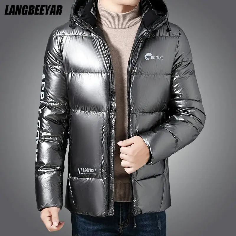 Толстая теплая Новая брендовая Повседневная модная парка блестящая