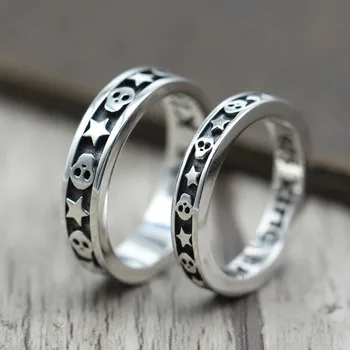 

Personality five-pointed Star Tide With A Couple Closed Thai Silver Ring Ring Sterling Silver 925 Skull Ring