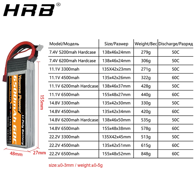 2 шт Youme Lipo батарея 3300mah 4500mah 5200mah 6200mah 6500mah T Deans EC5 XT90 3S 11 1 V 2S 7 4 4S 14 8 6S 22 RC