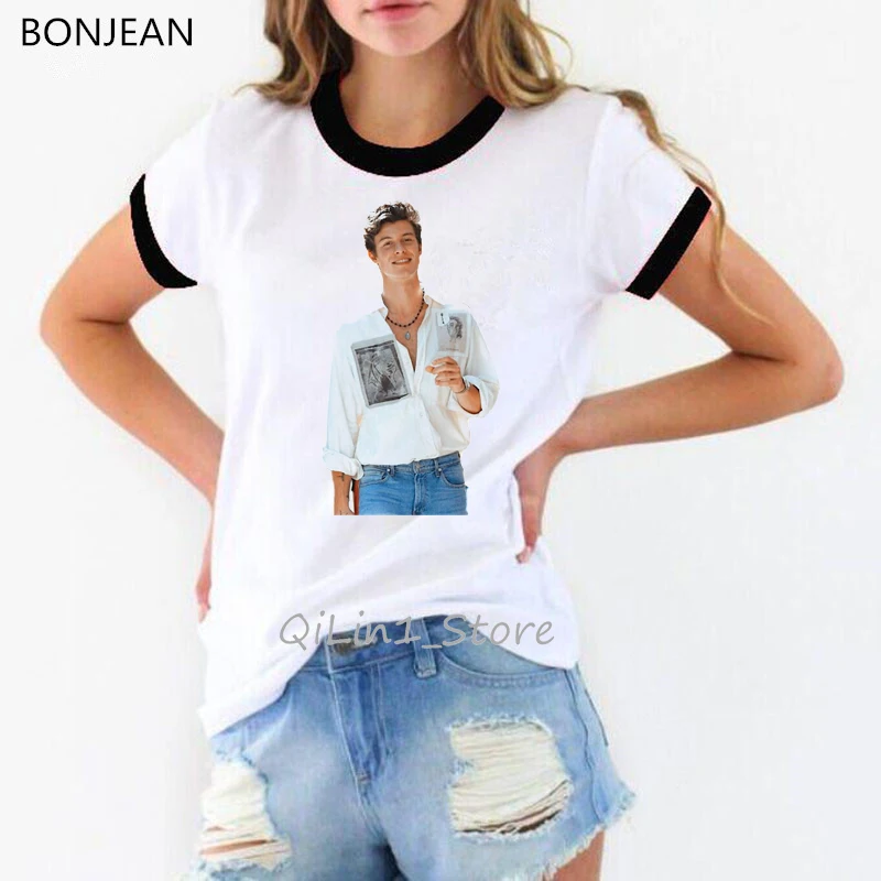 92076 B Shawn Mendes футболка женская уличная футболка женская короткий рукав размера плюс Графический Летний 90s Топ Футболка Ulzzang - Цвет: 92076 B