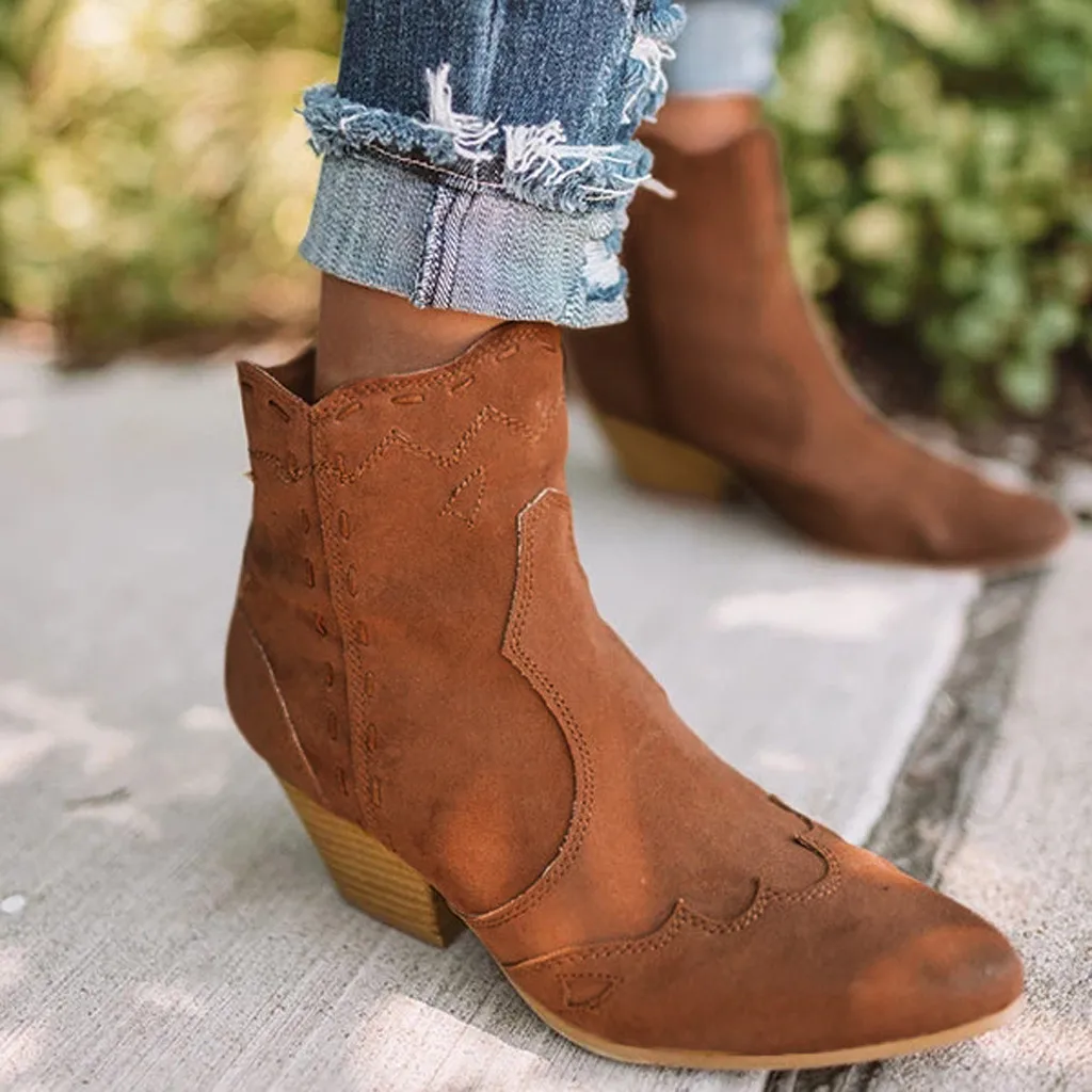 Коричневые ботильоны для женщин сезон осень пикантные женские замшевые тонкие
