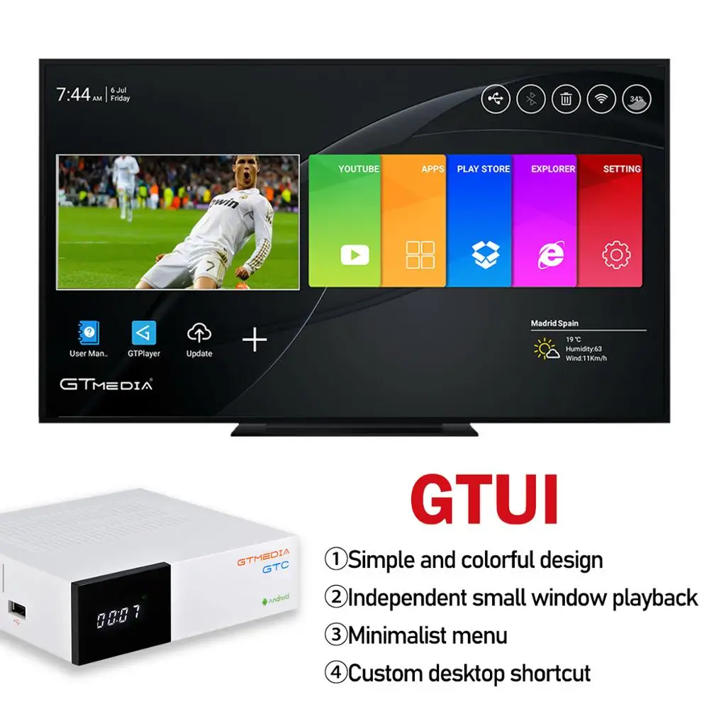 GTmedia GTC приемное устройство DVB S2 C T2 ISDBT Amlogic S905D android 6 0 TV BOX 2 Гб оперативной памяти 16