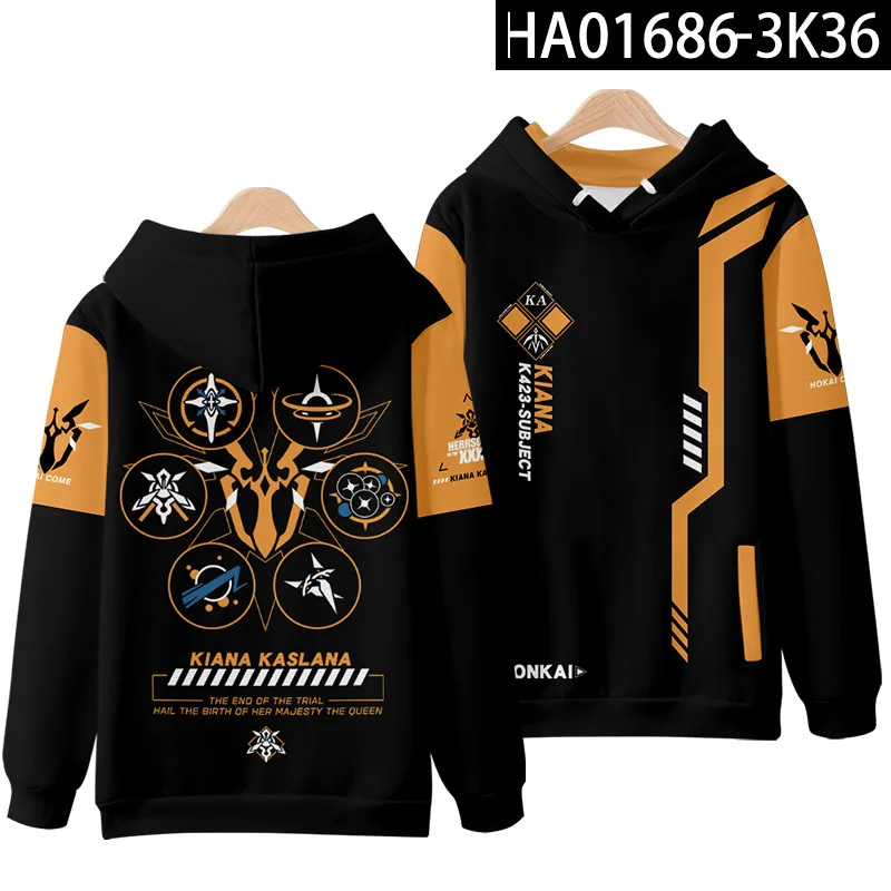 Anime Honkai Impact ڽ ǻ  Oversized Hoodie ϶   ϼ Wram Long Sleeve Kawaii Clothes
