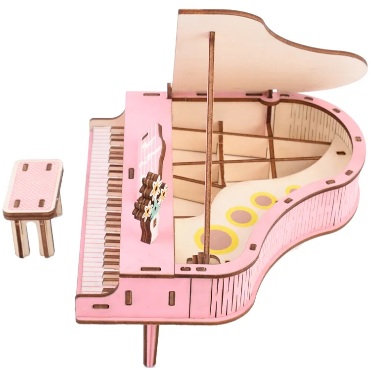 

Laser Cutting DIY Grand Piano Toys 3D Wooden Puzzle Colorful Toy Assembly Model Wood Craft Kits Desk Decoration