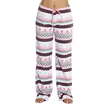 Женские пижамные брюки с рождественским принтом; Домашние длинные брюки с высокой талией и шнуровкой; широкие брюки для сна; повседневные брюки