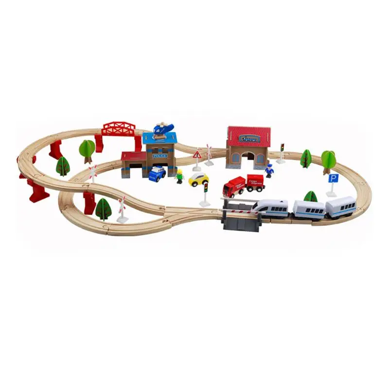 

1 Set Train Track Toy Electric Train Track Set Wooden Barrel Toy Props Car Puzzle Toys RC Trains for Kids Girls Boy