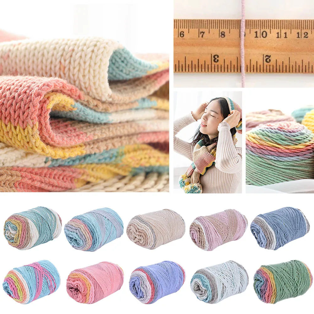 

Rainbow segment dyed yarn 5 Strand wool DIY Handmade knitted Baby sweater hat Scarf sofa cushion
