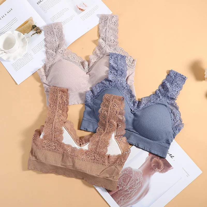 

Women Anti-Emptied Breathable New Wrapped Chest Beauty Back Push Up Bra Lace Seamless Comfortable Vest Underwear Sexy Lingerie