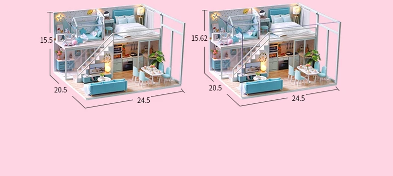 DIY DollHouse with Dust Cover Doll House Miniature Dollhouse Furniture Toys for Children New Year Christmas Gift Casa tc2