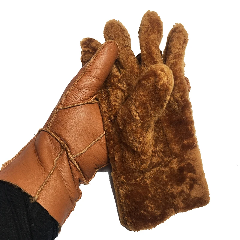 Зимние перчатки Специальное предложение женские кожаные перчатки желтая кожа овчина супер мягкий мех подкладка Теплые оболочки зимний подарок